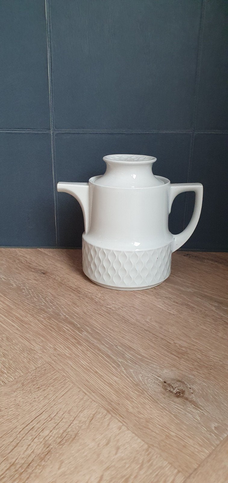 Vintage retro theepot + deksel wit Schirnding Bavaria, Overige typen, Ophalen of Verzenden, Zo goed als nieuw, Overige stijlen