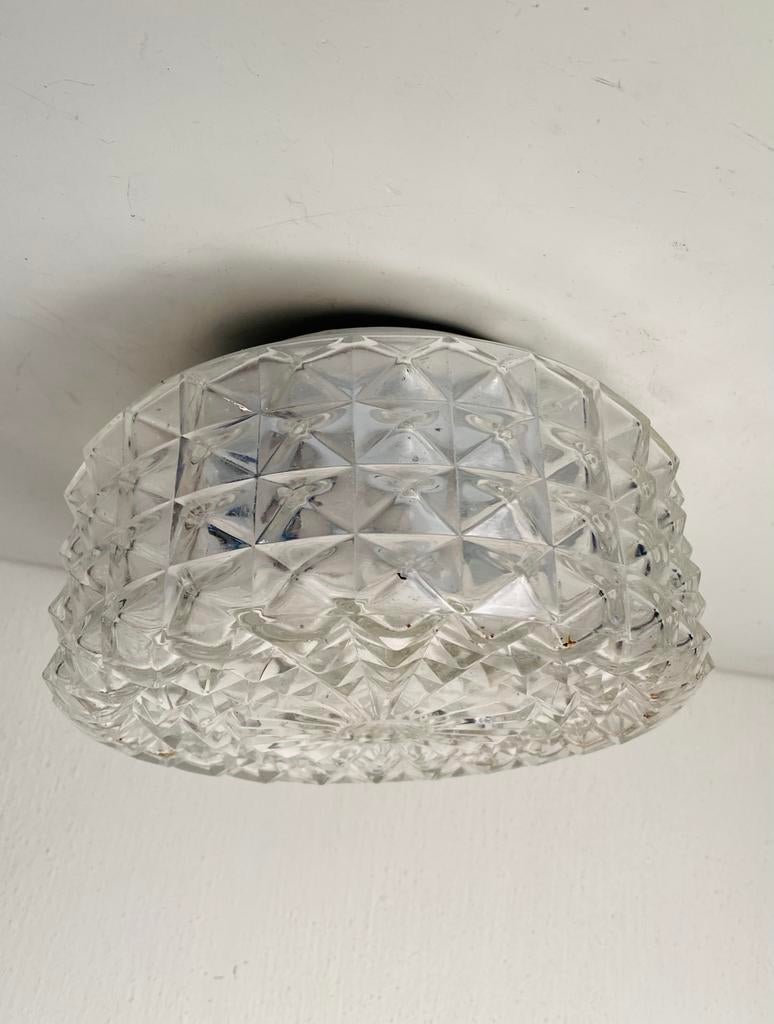 Jaren 70 reliëf glazen plafondlamp