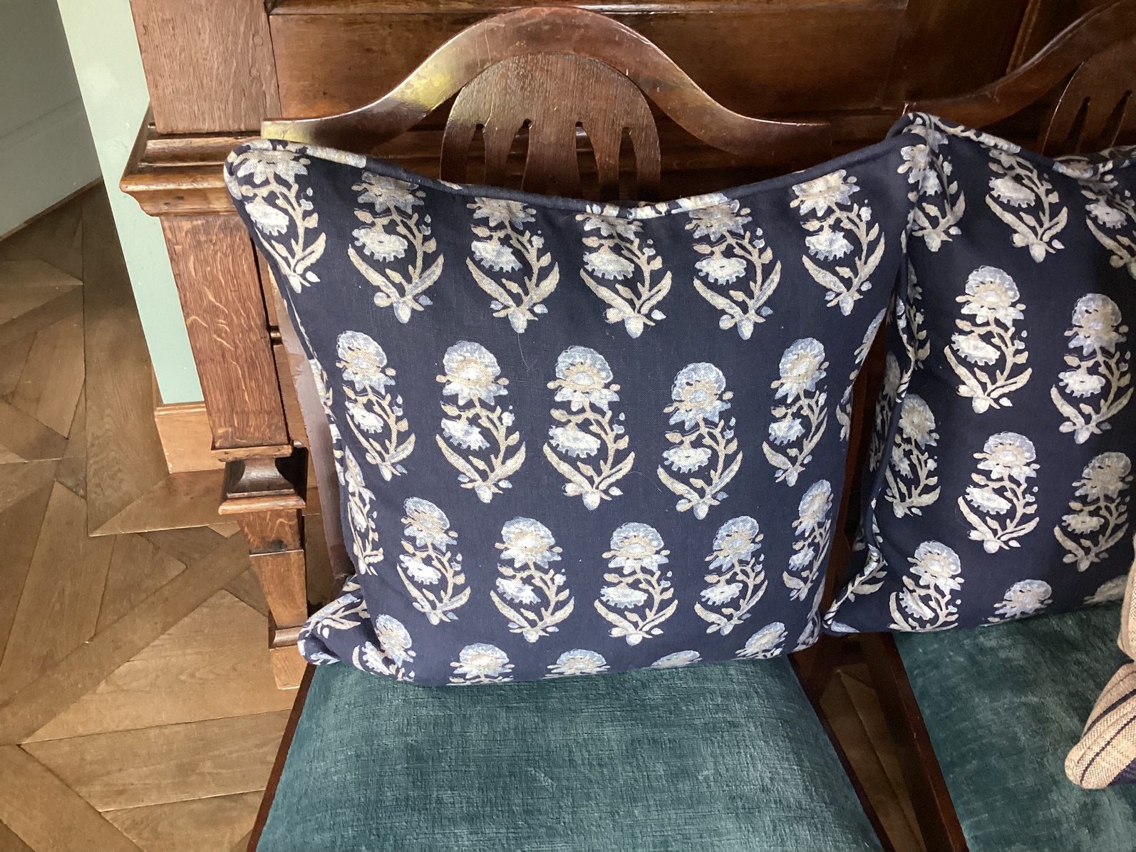 Ralph Lauren Tonya Floral Midnight Linnen Kussen 50x50cm, Ophalen of Verzenden, Nieuw, Blauw, Vierkant