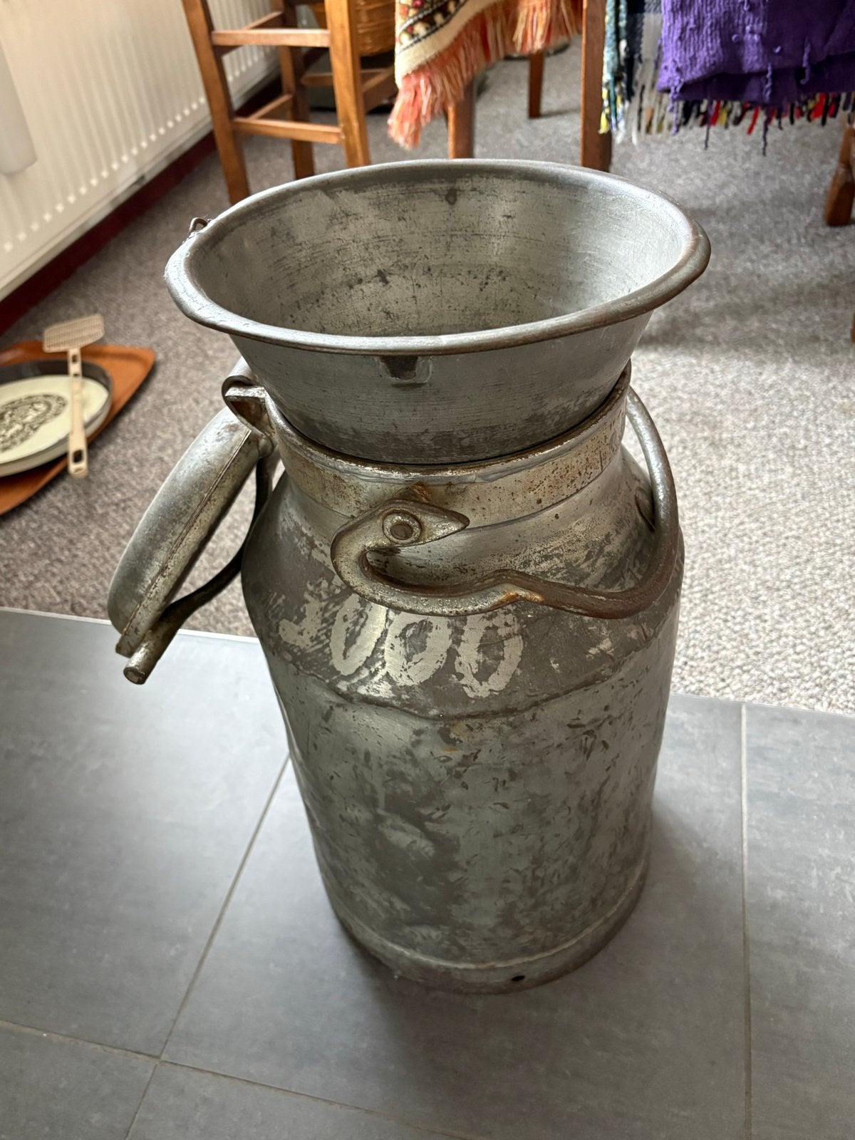 Antieke melkbus met zeef - Decoratief item, Ophalen of Verzenden