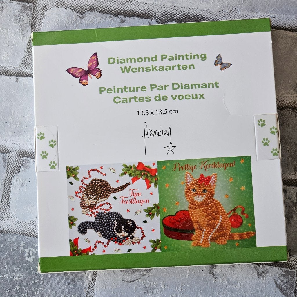 Diamond painting kaarten Katten, zelf maken, diy groen, Hobby en Vrije tijd, Knutselen, D, Nieuw, Ophalen of Verzenden, D