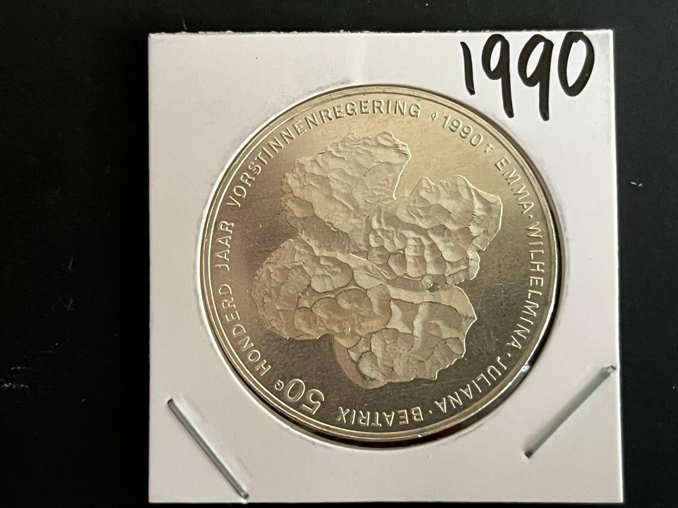 BEATRIX 2 NETTE 50 GULDEN 1990-1991  FOTO/ADV, Postzegels en Munten, Munten | Nederland, Koningin Beatrix, Zilver, 50 gulden, Verzenden