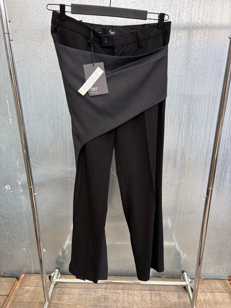 1/off paris broek pants L zwart blauw grijs €590 layover, Kleding | Dames, Ophalen of Verzenden, Zo goed als nieuw, Zwart, Lang