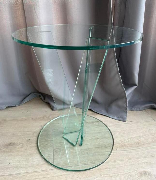 Glazen design bijzettafel Helderr Adele in zeer goede staat, Huis en Inrichting, Tafels | Bijzettafels, 45 tot 60 cm, Minder dan 55 cm
