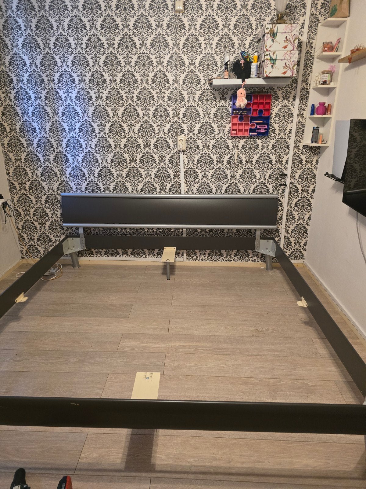 Tweepersoonsbed 200x200 met lattenbodems, Ophalen, Gebruikt, Tweepersoons, Overige maten