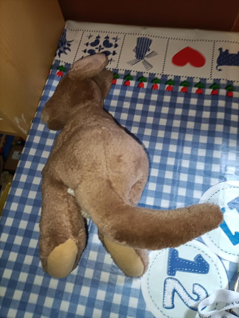 Kangaroo knuffel met kind in buidel 30 cm groot, Ophalen of Verzenden, Zo goed als nieuw, Overige typen