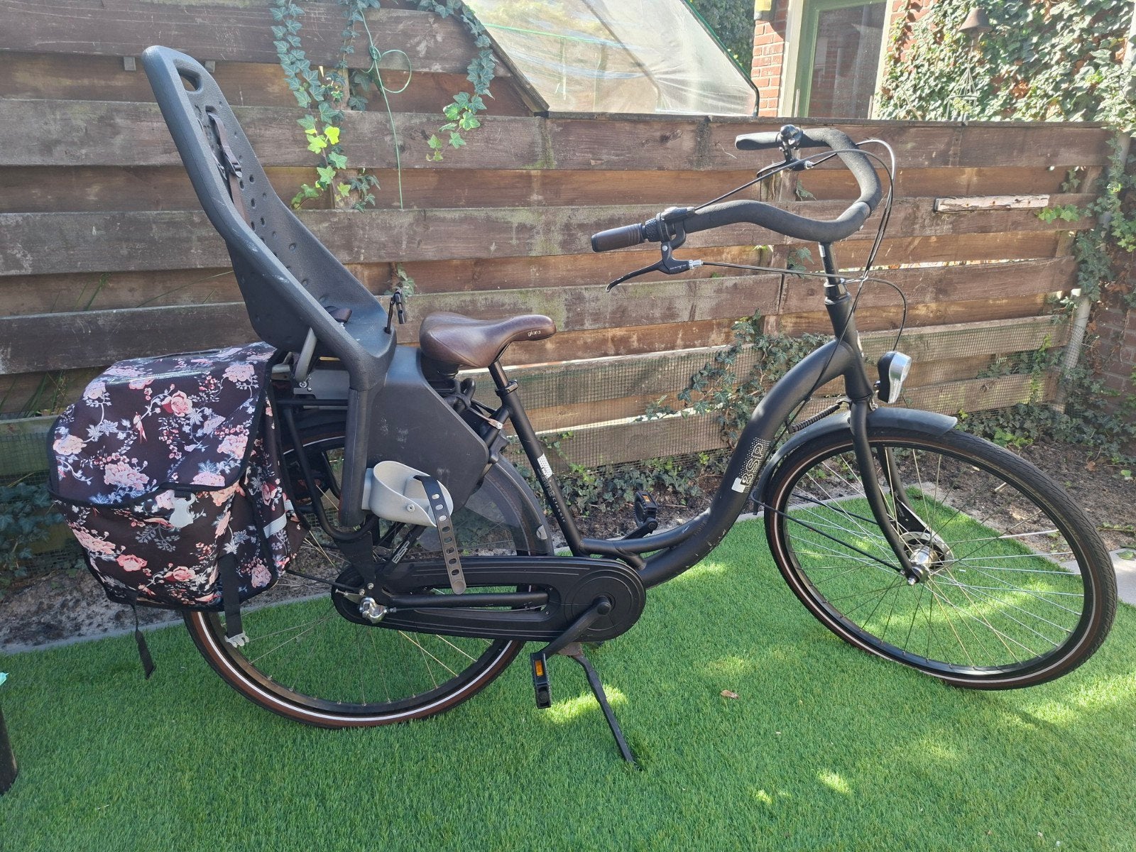 BSP mama fiets met achterzitje en fietstassen, Gebruikt, Minder dan 47 cm, Dubbele standaard, 1 zitje