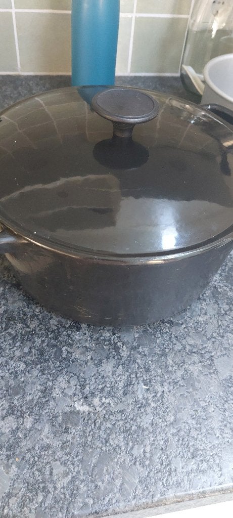 Gietijzeren braadpan, Ophalen, Gebruikt, Met deksel, Braadpan