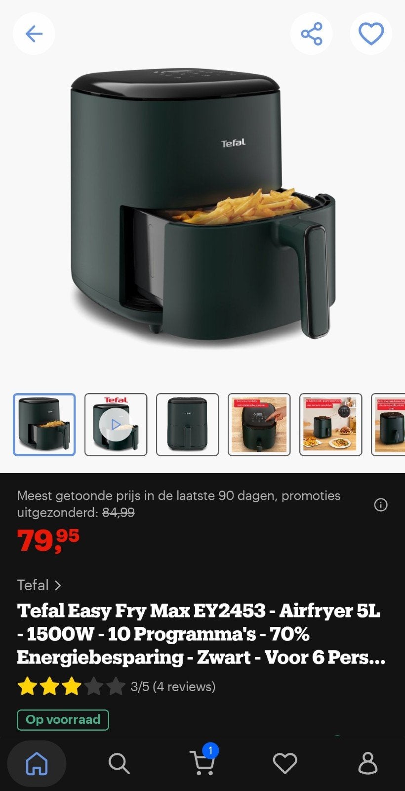 Tefal Easy Fry Max EY2453 Airfryer 5L - Nieuw in doos, Ophalen of Verzenden