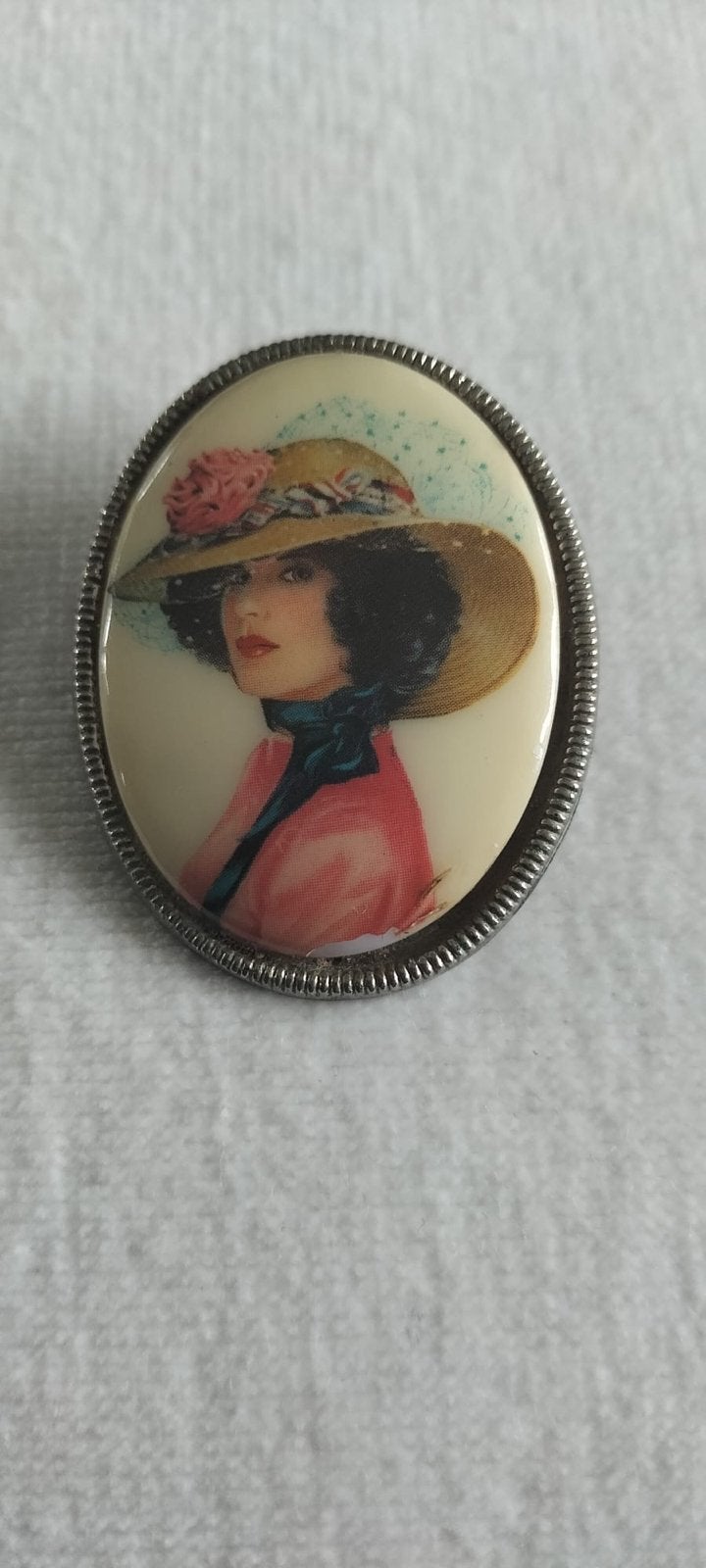 Nostalgische handbeschilderde Limoges broche, Western German, Sieraden, Tassen en Uiterlijk, Overige materialen, Gebruikt, Overige kleuren