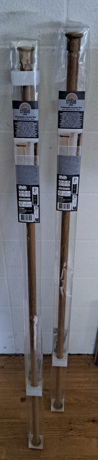 2x Nieuwe Uitschuifbare Gordijnroede - Studio Home, Overige merken, Bruin, Nieuw, Overige typen