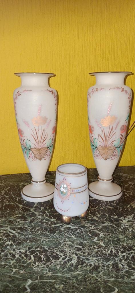 Opaline antiek antieke oude vazen vaas, Ophalen of Verzenden