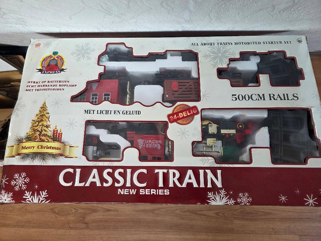 Classic Train Kerst Treinset met Licht en Geluid, Overige merken, Racebaan, Ophalen of Verzenden, Zo goed als nieuw