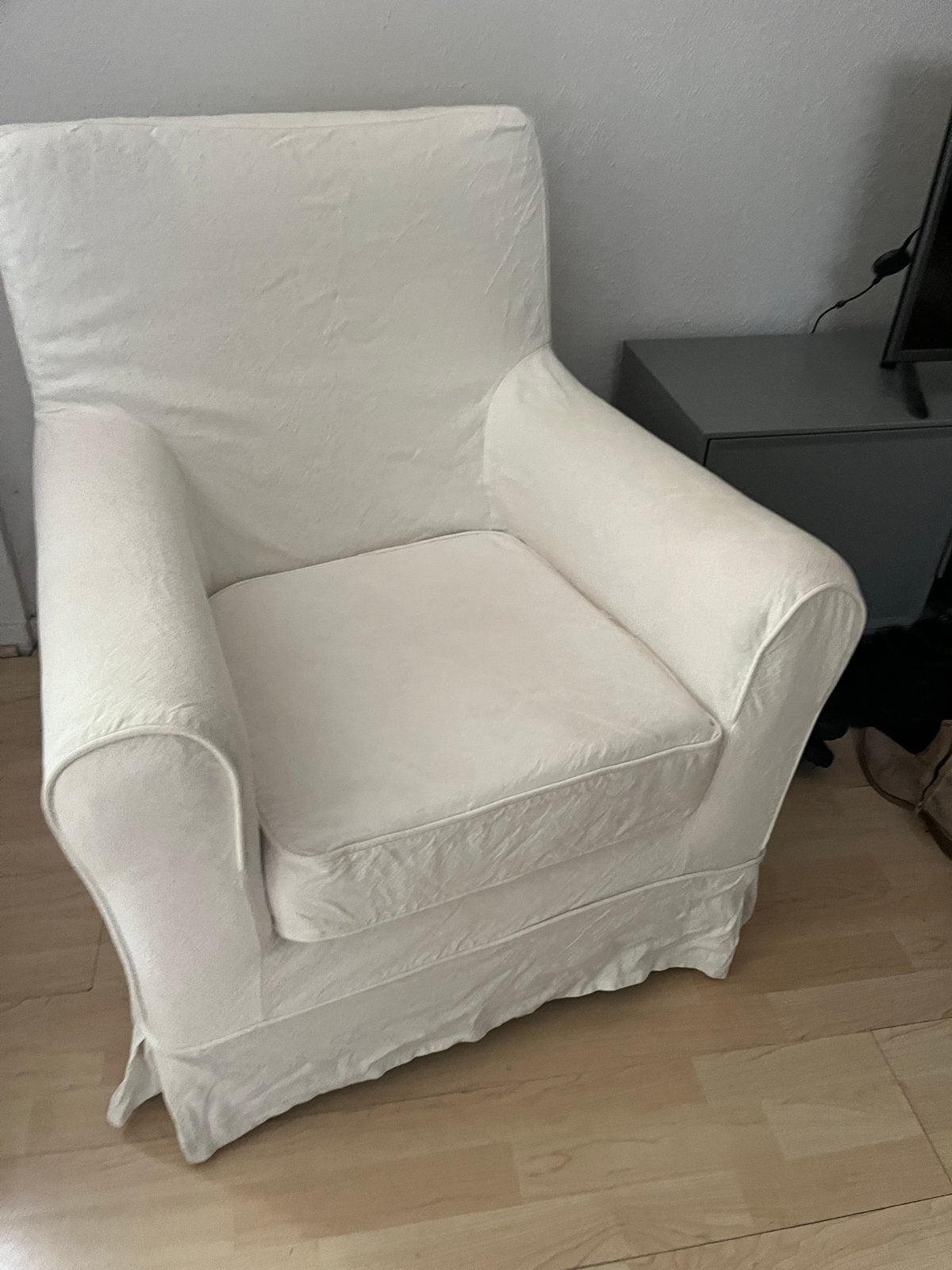 Ikea Ektorp stoel wit - Hoes afritsbaar en gewassen, Huis en Inrichting, Fauteuils, Gebruikt, Stof, 75 tot 100 cm, Ophalen