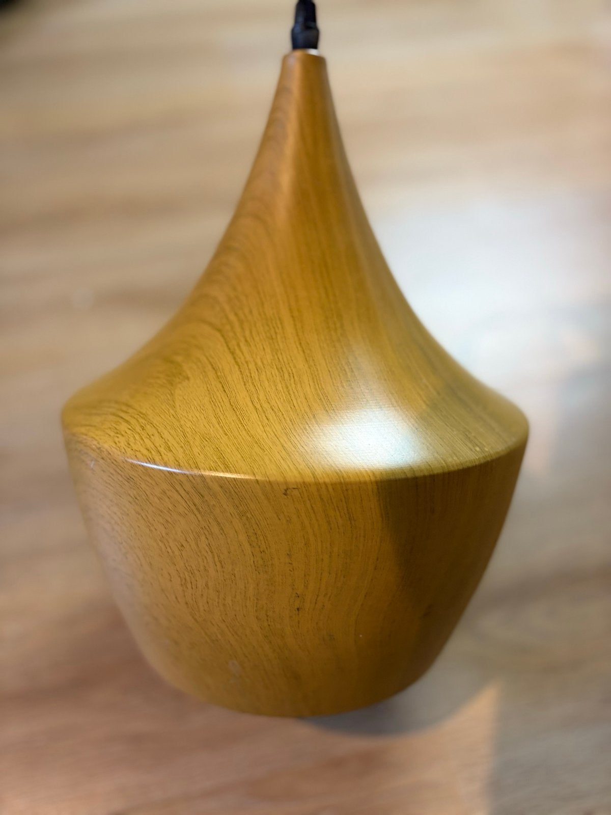 Houten hanglamp - Modern design, Ophalen of Verzenden, Gebruikt, Hout, E27 (groot)