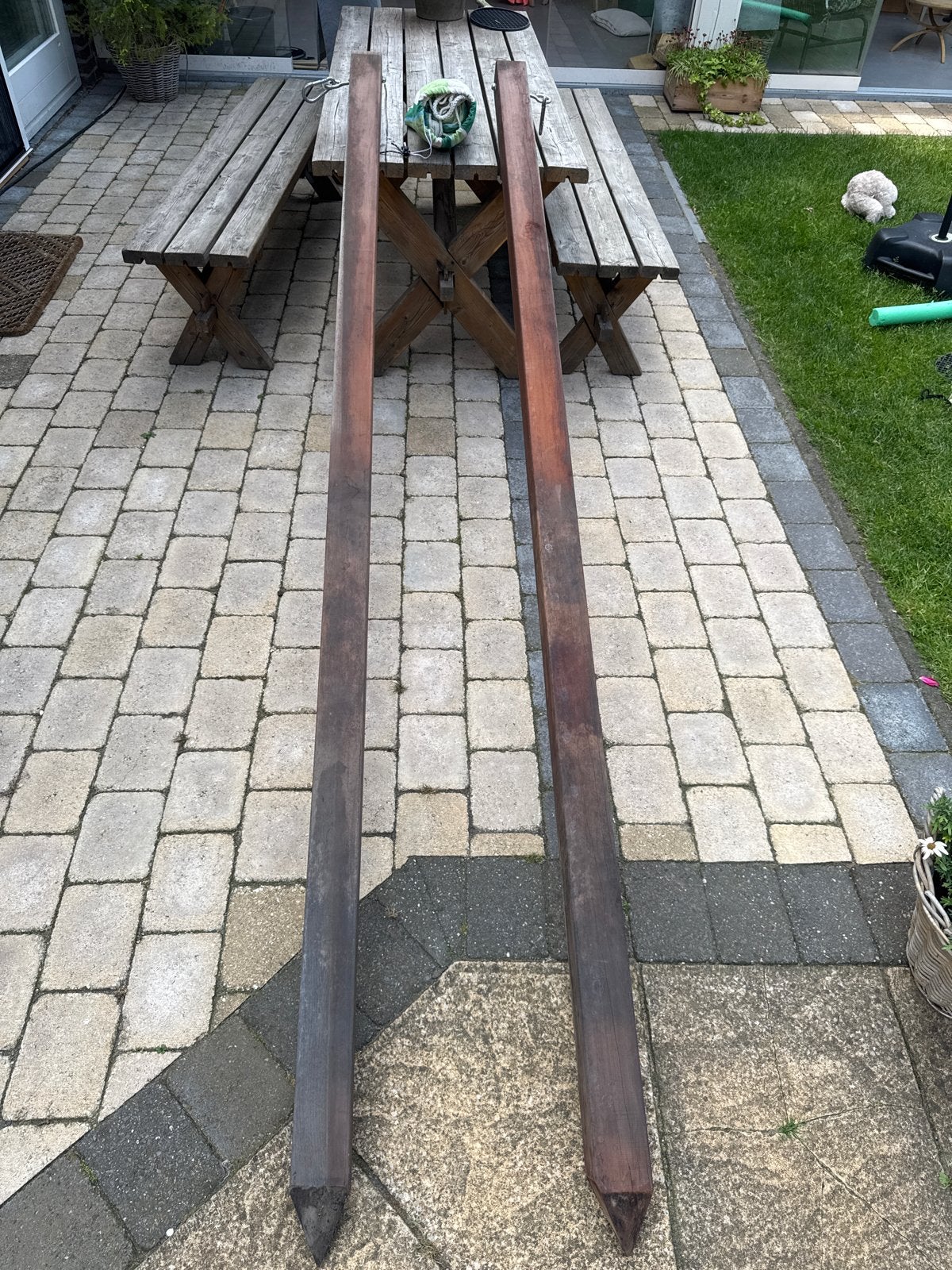 Oer sterke Hangmatconstuctie met hardhouten palen, Ophalen, Gebruikt, Palen, Hardhout