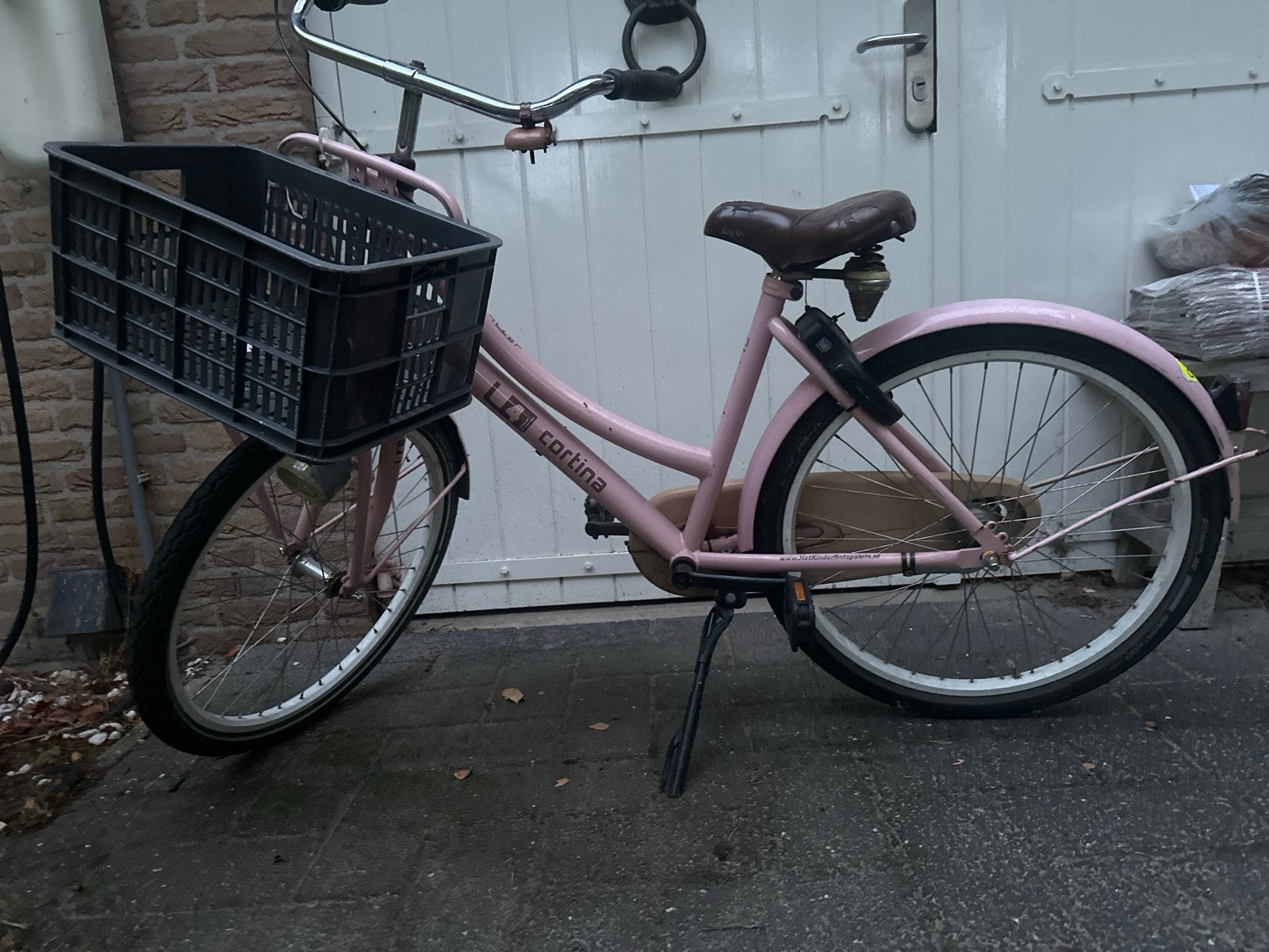 Kinder Cortina fiets met mand - Roze, Terugtraprem, Gebruikt, 50 tot 53 cm, Ophalen