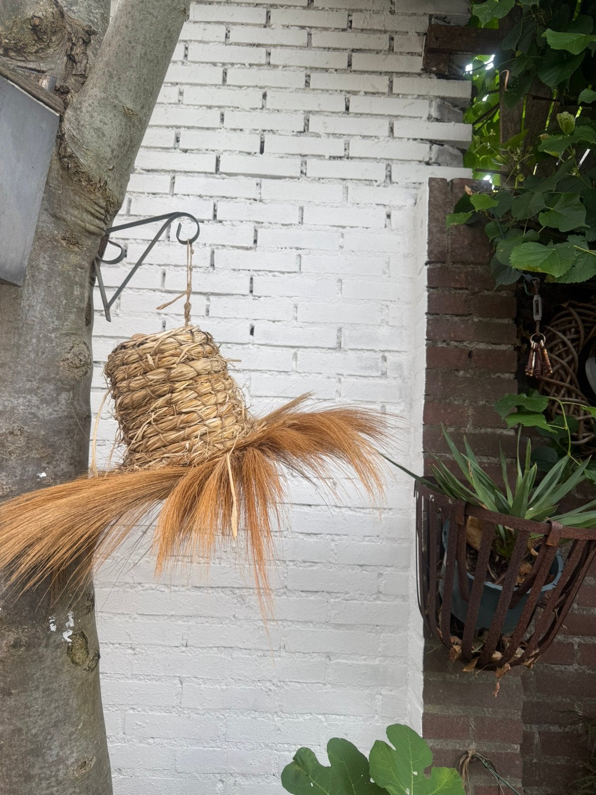 Grote rieten Ibiza style bloempot. Nieuw. hangen of staan, Ophalen of Verzenden, Nieuw