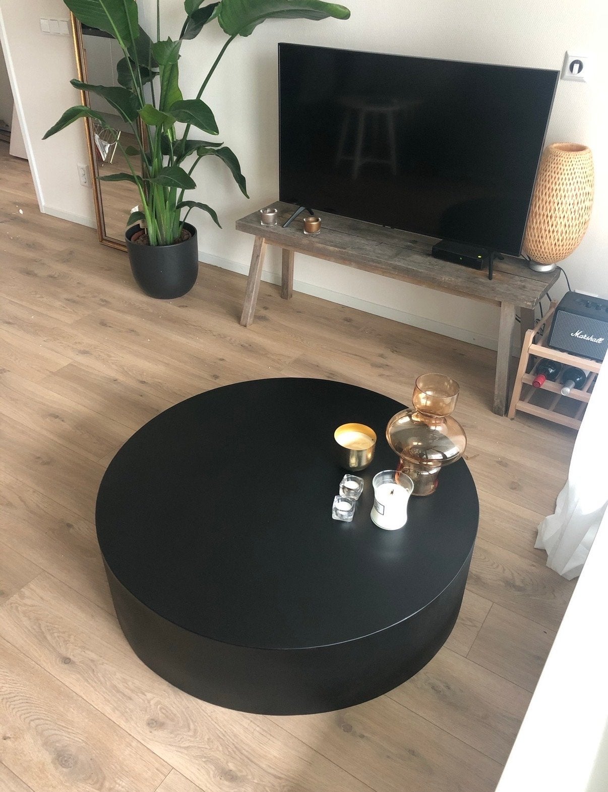 Ronde salontafel Ø 95 cm zwart, Ophalen, Overige materialen, Rond, 50 tot 100 cm