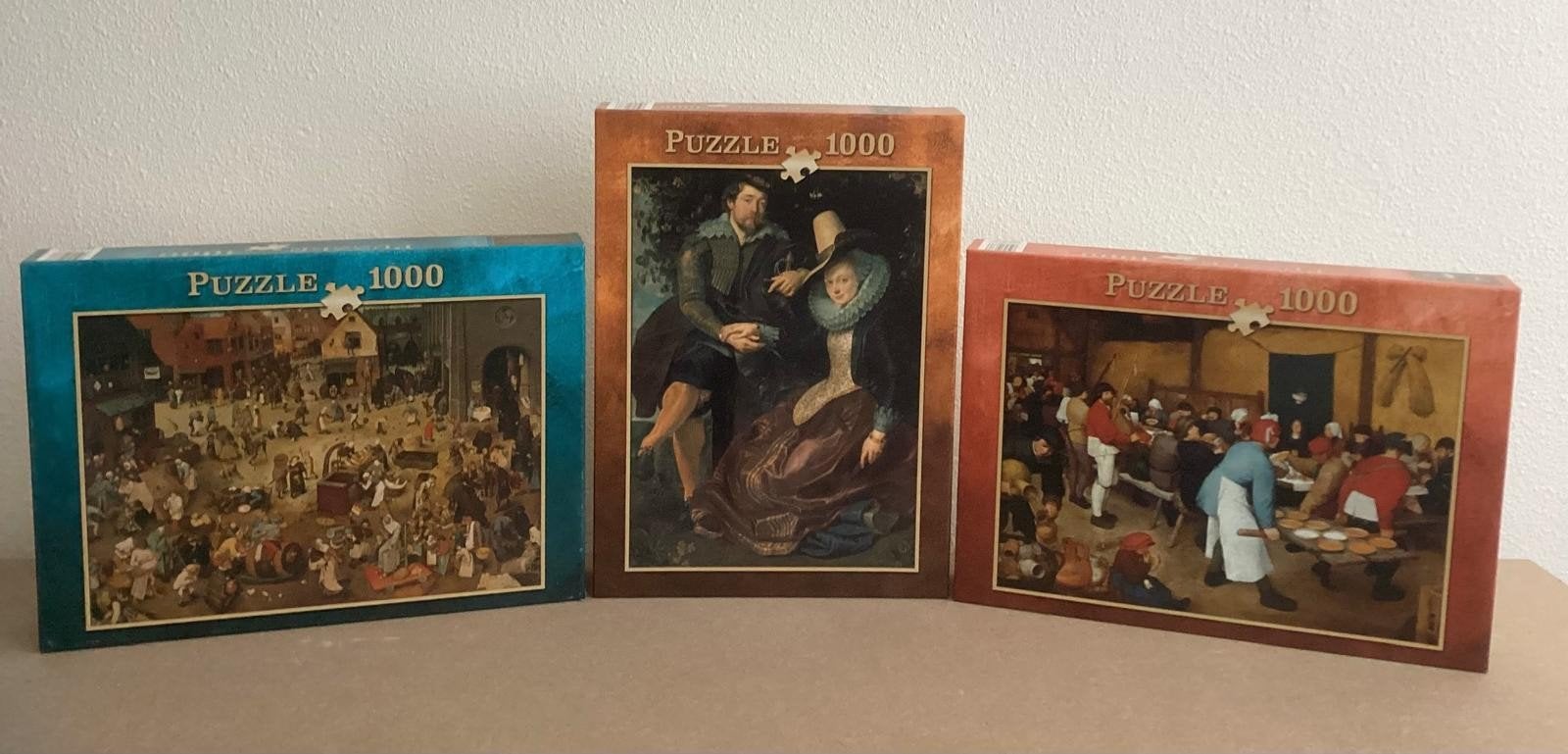 3 puzzels kunstwerken 1000 stukjes, Ophalen of Verzenden, 500 t/m 1500 stukjes, Legpuzzel