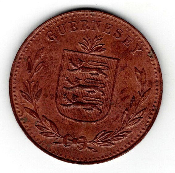 26-1532 Guernsey 8 doubles 1934, Postzegels en Munten, Verzenden, Overige landen, Losse munt