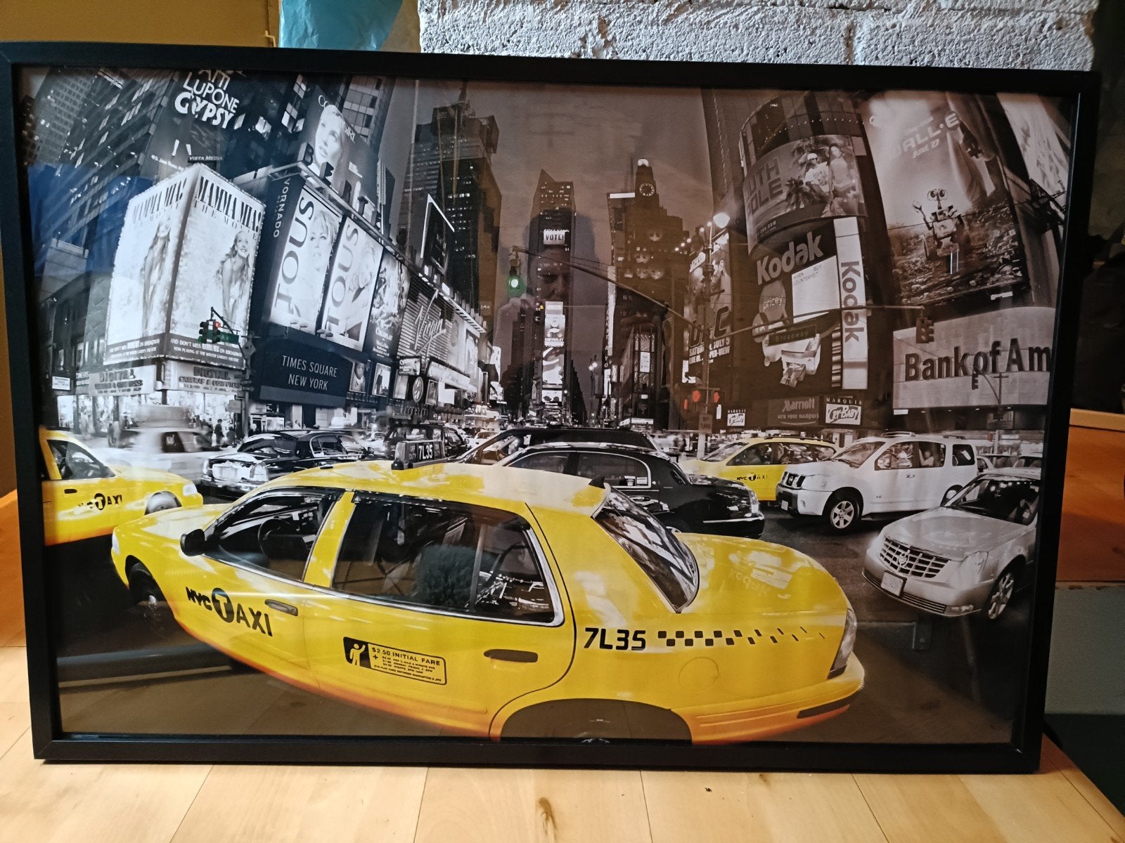 New York Times Square Taxi Canvas Schilderij, 50 – 75, Ophalen of Verzenden, Zo goed als nieuw, Schilderij