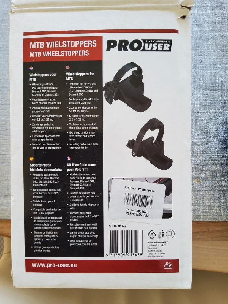 MTB wielstoppers voor fietsendrager van PROuser, Fietsen en Brommers, Ophalen of Verzenden, Nieuw