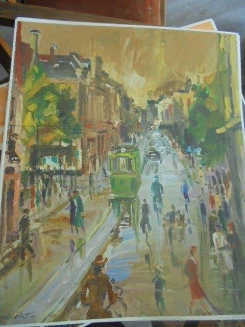 De Ploeg - Ben Walrecht - Herestraat, Antiek en Kunst, Kunst | Schilderijen | Modern, Ophalen of Verzenden, Print, Stadsgezicht