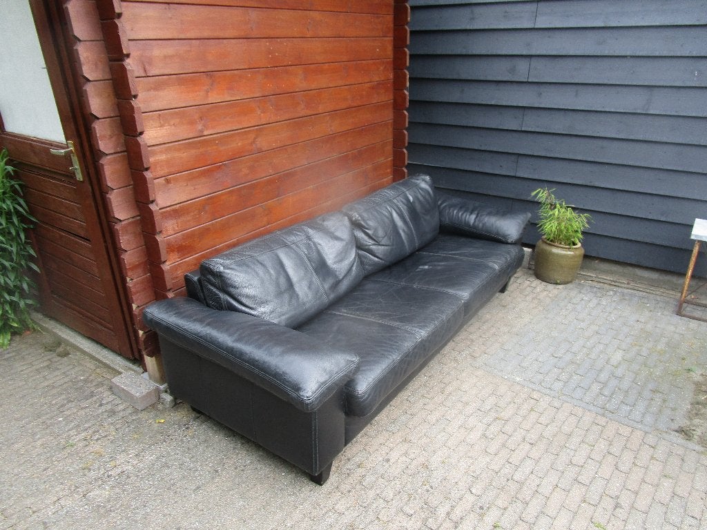 leren bank, Huis en Inrichting, Banken | Bankstellen, Ophalen, Gebruikt, Tweepersoons, 75 tot 100 cm
