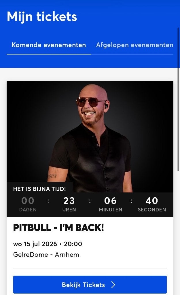 Pitbull concert ticket x 3 of los, Tickets en Kaartjes, Eén persoon, Juni
