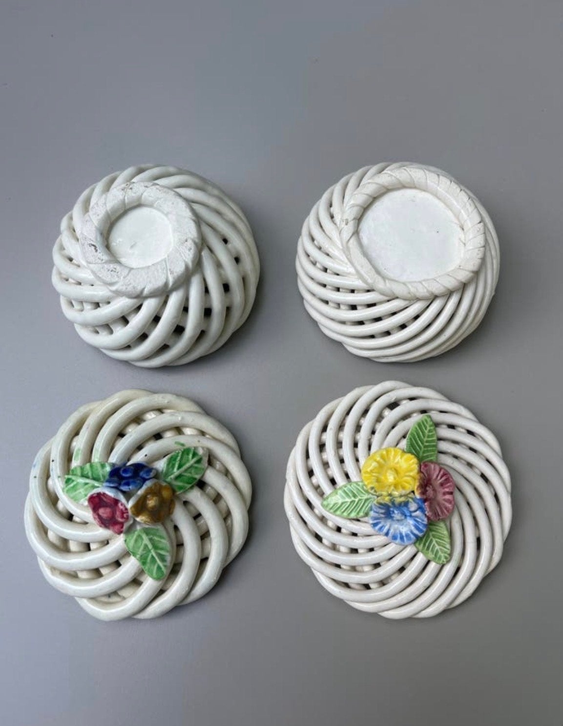 Vintage Italiaanse Faience Schaaltjes - Bloemenpatroon, Antiek en Kunst, Ophalen of Verzenden