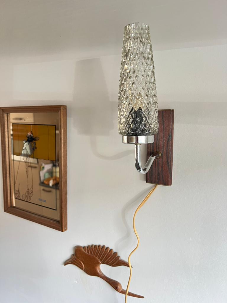 Deense mid century wandlamp, Huis en Inrichting, Lampen | Wandlampen, Ophalen of Verzenden, Gebruikt, Glas, Vintage