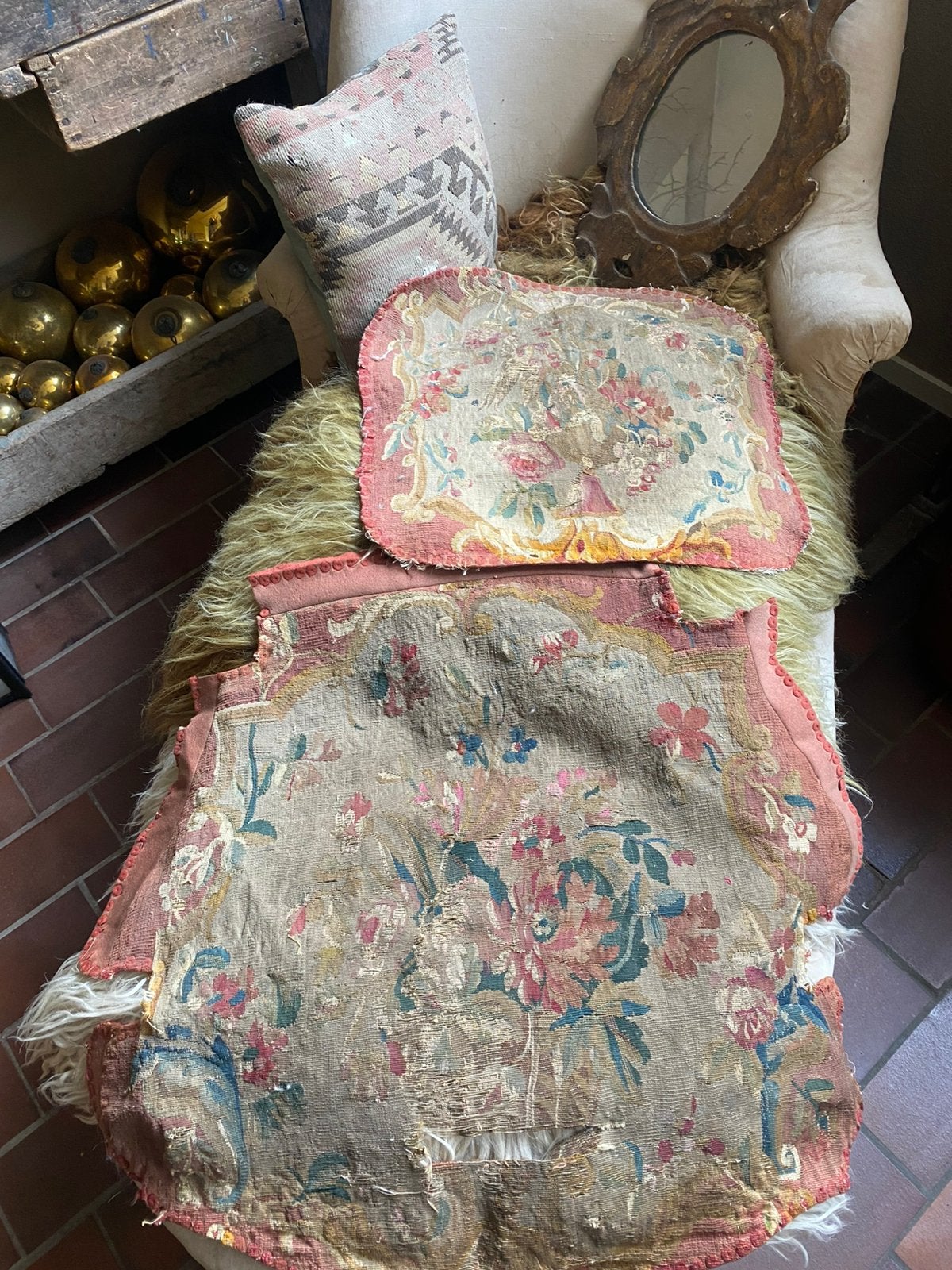 Een paar 18e eeuws gobelin stoel bekleding, Antiek en Kunst, Ophalen of Verzenden