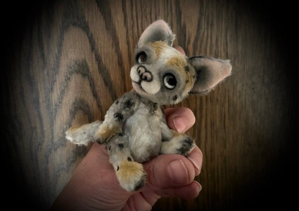 Kitten Kat Poes handgemaakt beweegbaar pop doll teddybeer, Verzenden, Nieuw, Stoffen beer, Overige merken