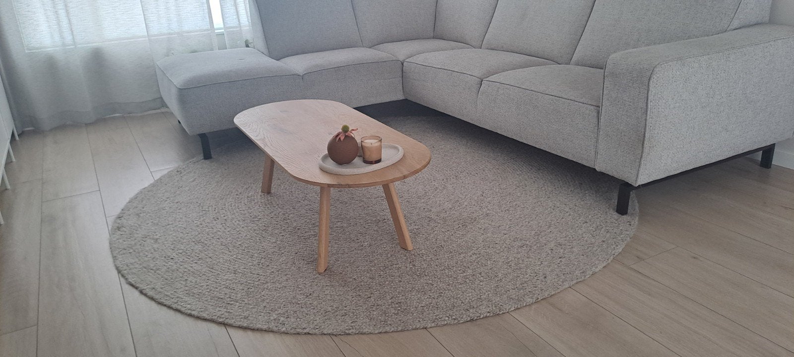 Bodilson Pebble Grey rond vloerkleed, 225 cm diameter, Ophalen, Rond, 200 cm of meer, Zo goed als nieuw
