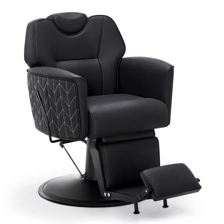 Kappersstoel Met Stiksel Luxe Professionele Salonstoel Zwart, Nieuw, Ophalen of Verzenden, Modern, Vijf, Zes of meer stoelen