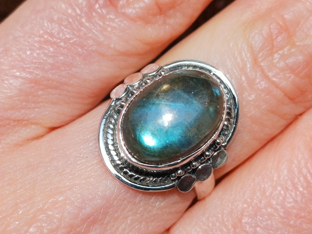 Vanoli 925 zilveren ring met labradoriet maat 17 en 17,5, Sieraden, Tassen en Uiterlijk, Ringen, Daiva1973@hotmail.com, Vanoli