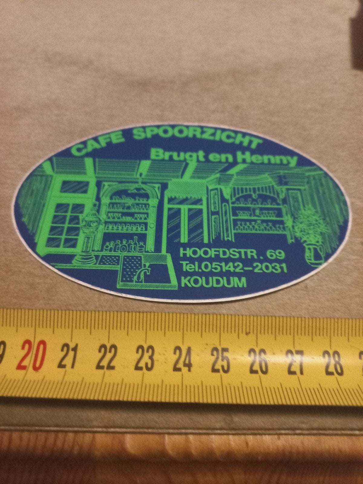 Vintage sticker Cafe Spoorzicht Koudum, Ophalen of Verzenden, Gebruikt, Overige typen