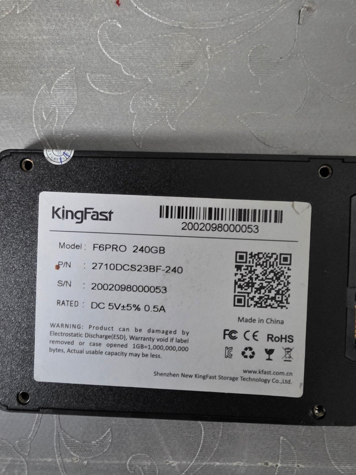 kingfast 240gb ssd, Computers en Software, Harde schijven, Ophalen of Verzenden, Laptop