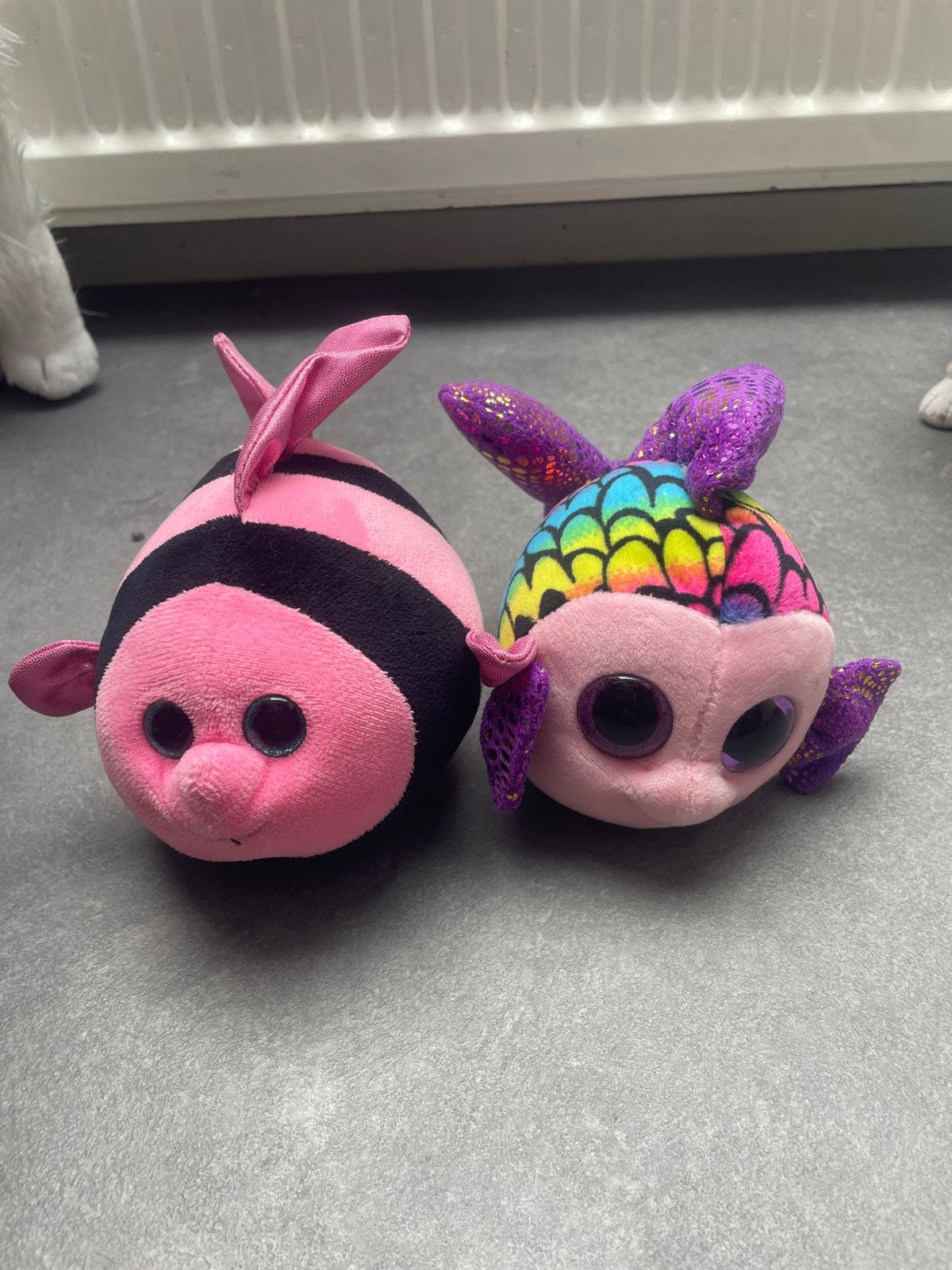 TY Vissen Knuffels - Roze en Regenboog, Gebruikt, Overige typen, Ophalen of Verzenden, Roze