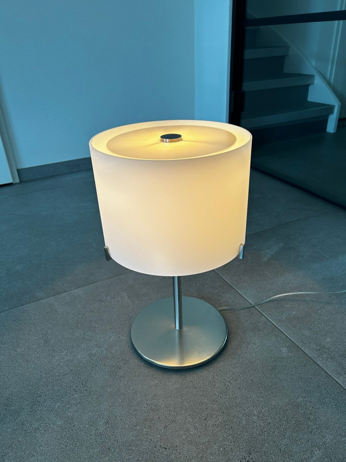 Prandina CPL T30 design dimbare glazen rvs lamp 50 cm hoog, Ophalen, Zo goed als nieuw, Dimbaar, Design