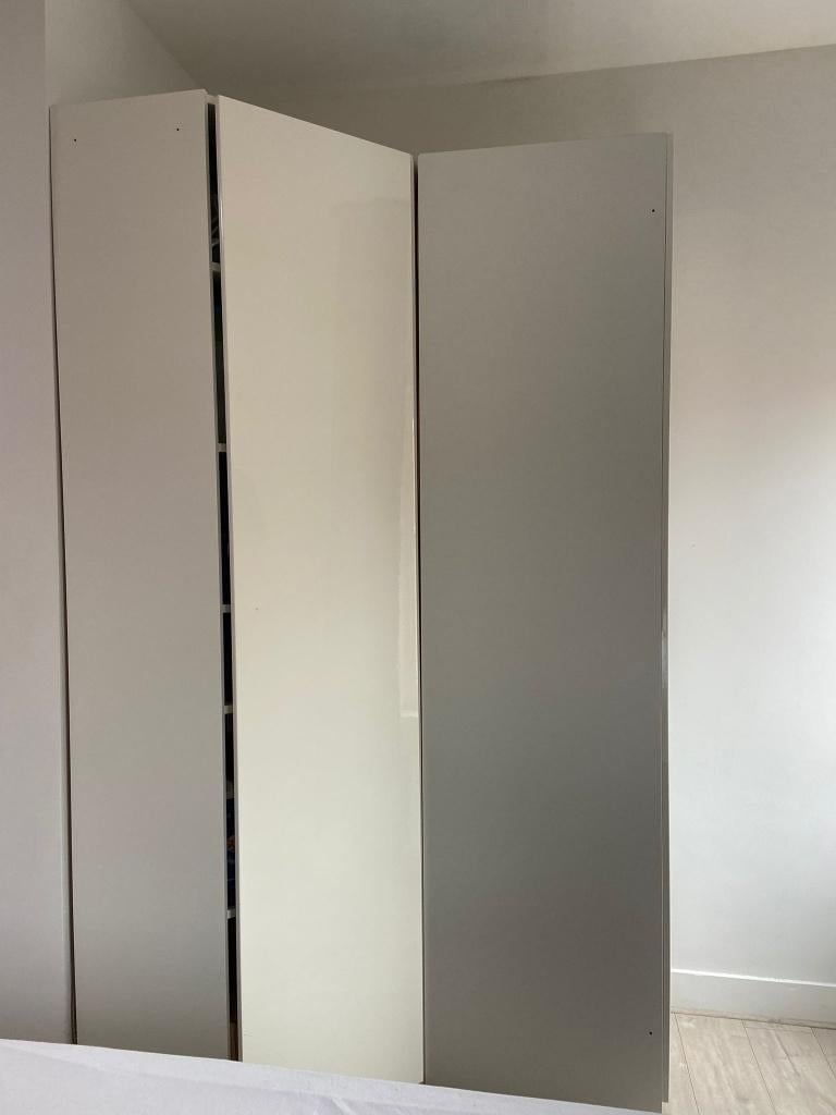 IKEA PAX kasten; rechte kast + hoekkast met glanzende deuren, Ophalen, 200 cm of meer, 50 tot 100 cm, 50 tot 75 cm