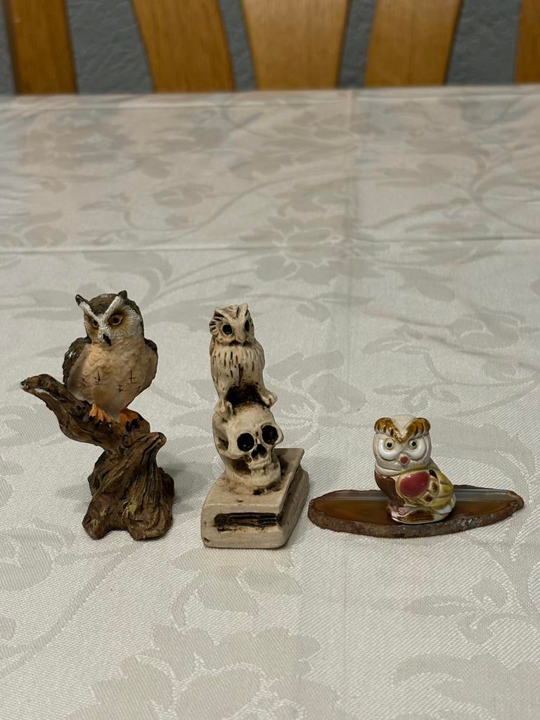Set van 3 uilen beeldjes - decoratieve uilen, Ophalen of Verzenden, Nieuw, Dier
