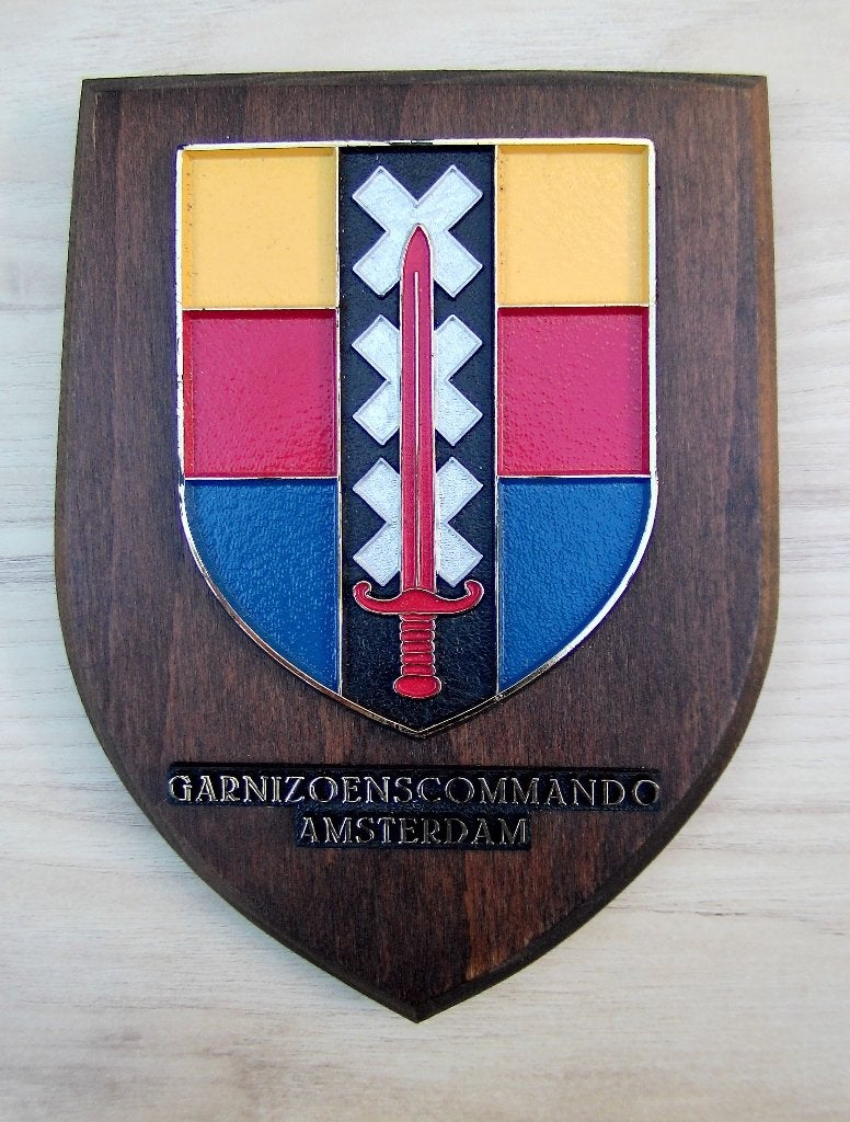 Wapenschild Garnizoenscommando Amsterdam, Ophalen of Verzenden, Landmacht, Nederland, Embleem of Badge