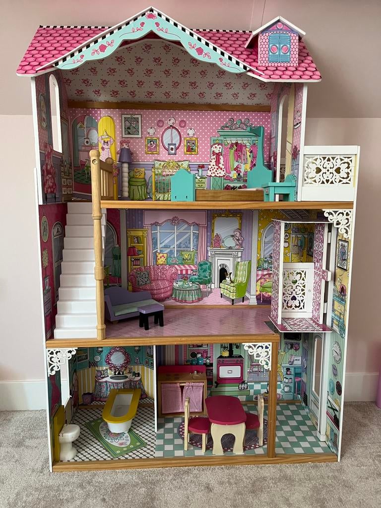 Kidscraft Barbiehuis met lift, Ophalen of Verzenden, Gebruikt, Poppenhuis