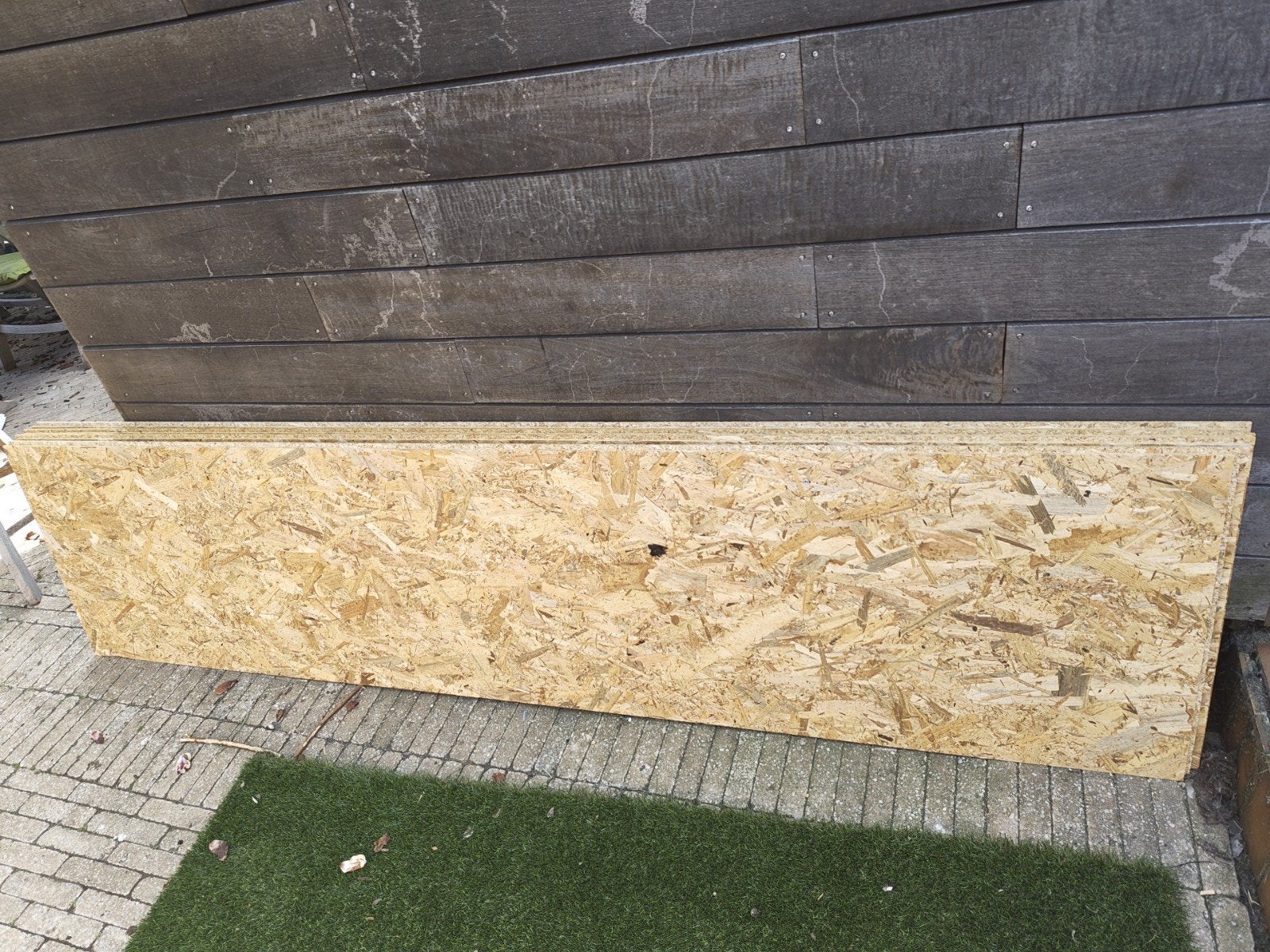 4 OSB type 3 platen en een plaat met verfvlekken, Ophalen, Minder dan 25 mm, Overige typen, Nieuw