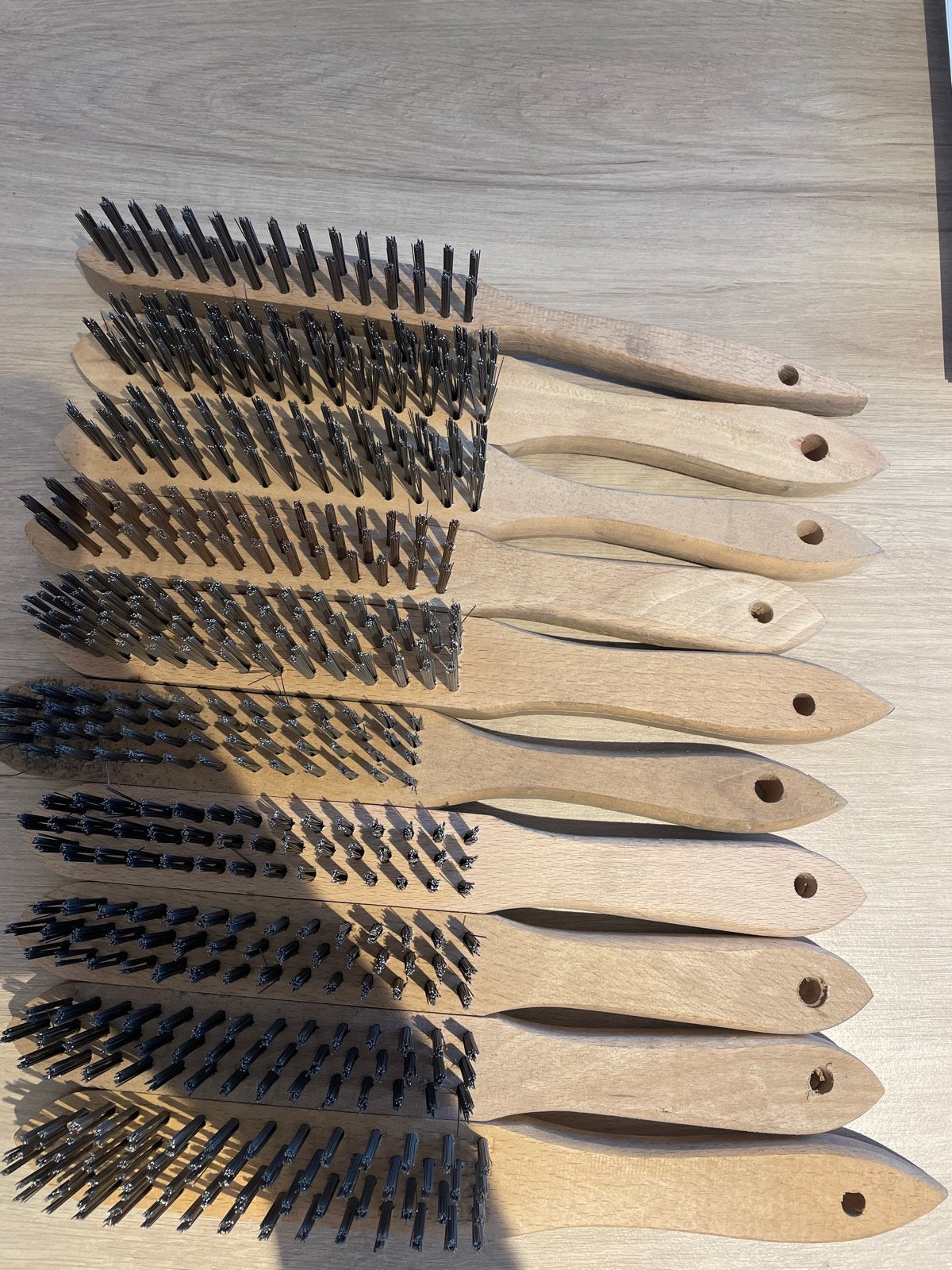 RVS Staalborstels met houten handvat - 10 stuks, Ophalen, Nieuw, Overige typen, Overige merken