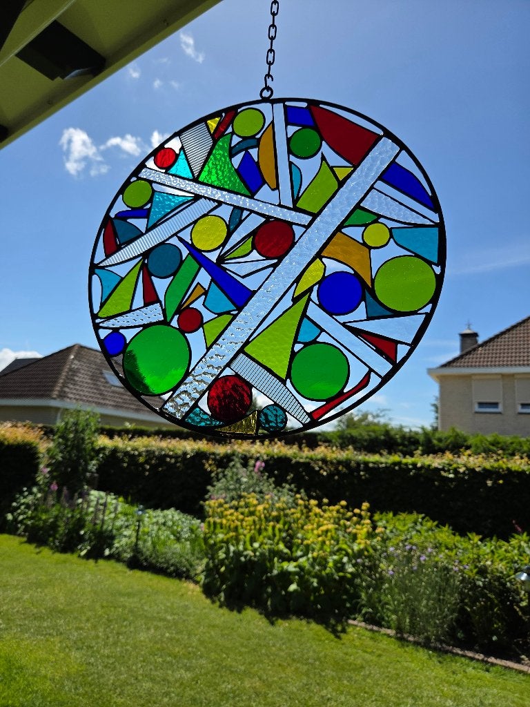 kleurrijke raamhanger glas in lood, Ophalen of Verzenden, Nieuw, Glas, Modern