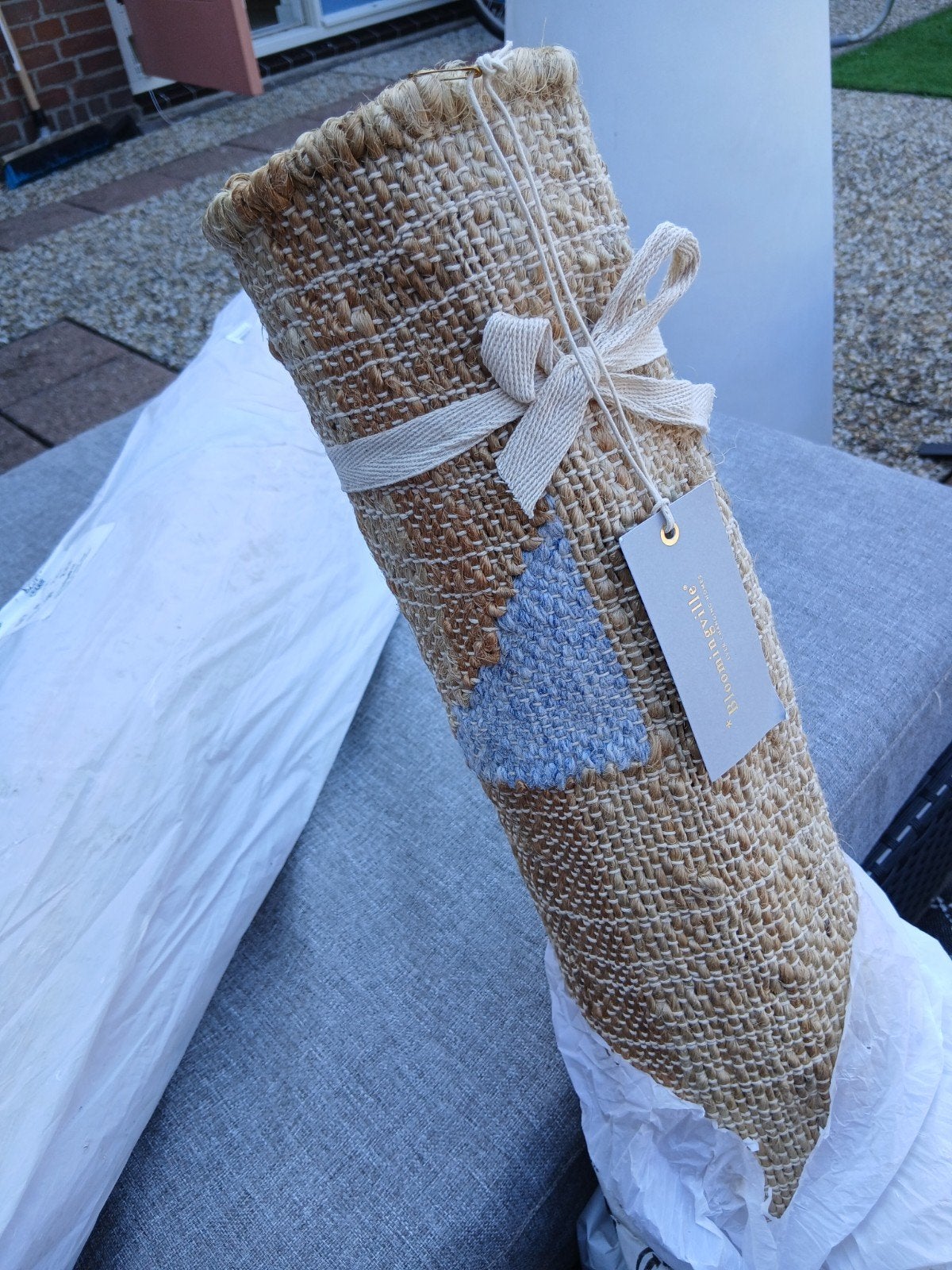 Bloomingville Vikka jute vloerkleed 75x245 cm NIEUW!, Blauw, Ophalen of Verzenden, Rechthoekig, Nieuw