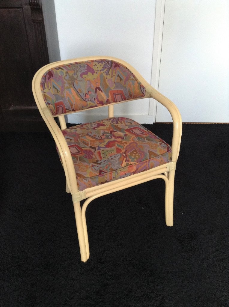 Vintage design stoel Roberti Rattan Italy, Ophalen, Overige kleuren, Zo goed als nieuw, Riet of Rotan